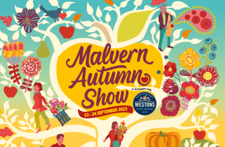 Malvern Autumn Show logo, a tree with a big apple in the middle