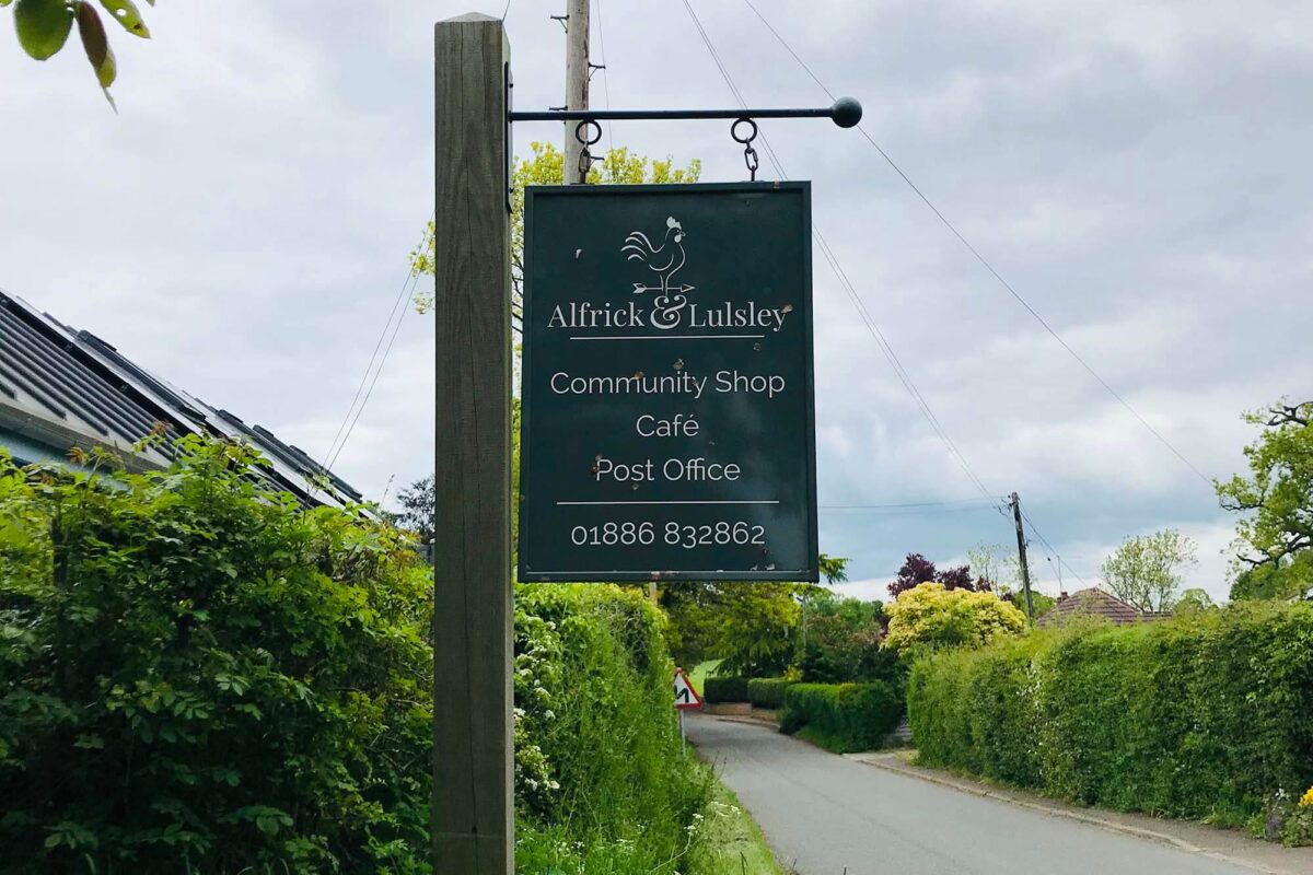 Alfrick & Lulsley Community Shop Sign