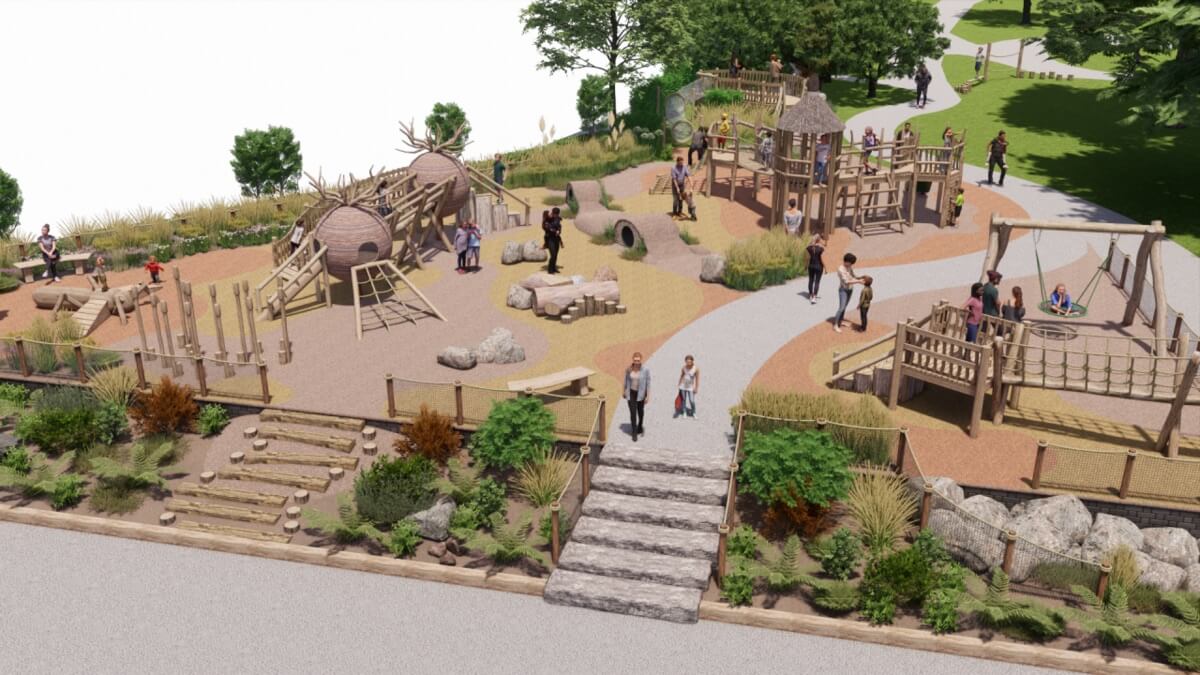 Artistic representations of the new Play Area at Priory Park in Great Malvern. Images supplied by Flights of Fantasy Creative Play Ltd.