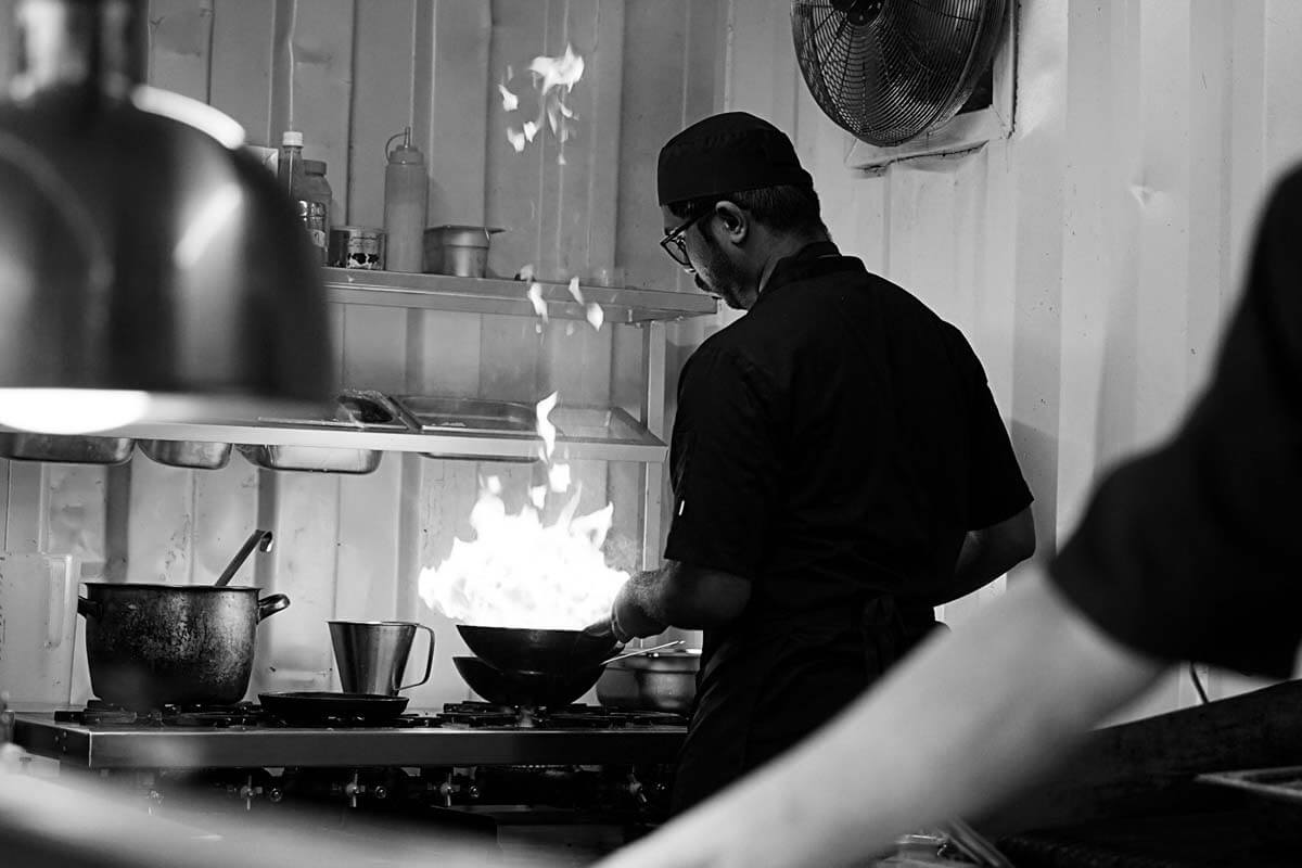 Chef cooking at The Marlbank Inn
