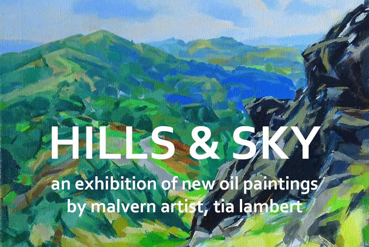 A painting from Tia Lambert of the Malvern Hills in oil paints
