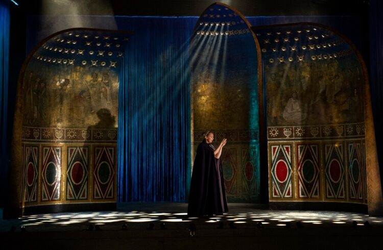 Opera production with dramatic lighting