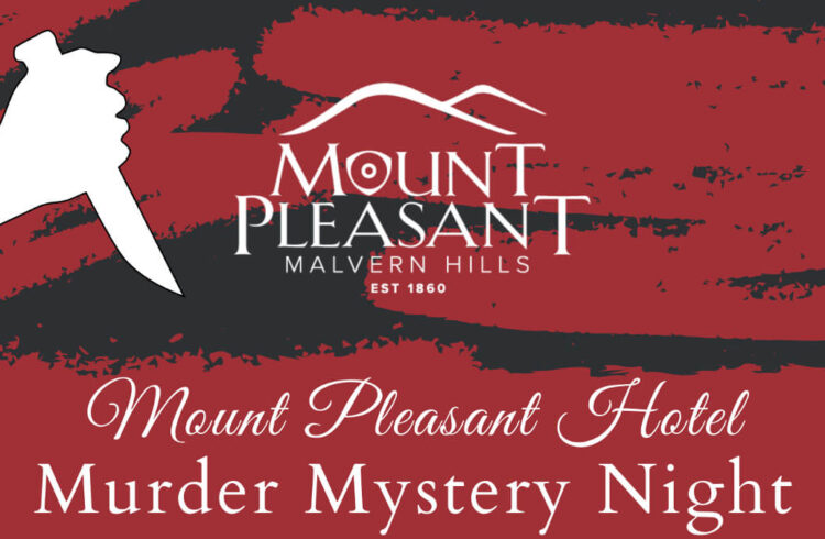 An image of a white hand holding a knife on a red and black background and Mount Pleasant Hotels logo.