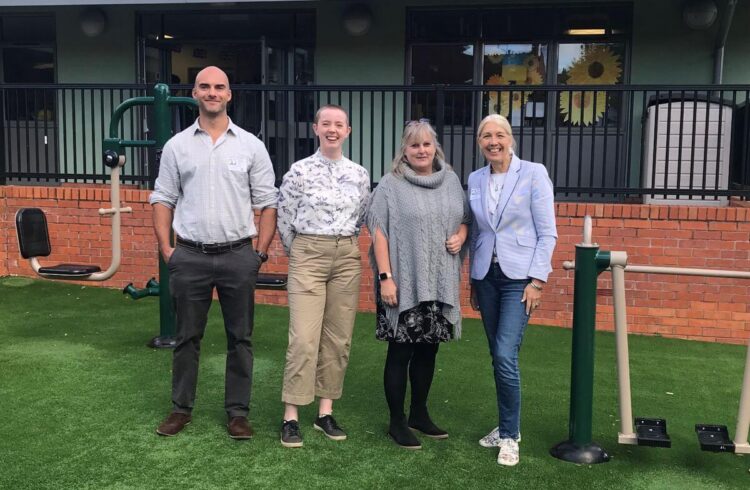 Pictured: Alastair Pounder, Biodiversity Officer at MHDC, Kaitlyn Elverson, Engagement Officer at Buglife, Nikki Selby, Headteacher Great Malvern Primary School and Cllr Beverley Nielsen, Portfolio Holder for Environmental Services at MHDC, at Great Malvern Primary School.