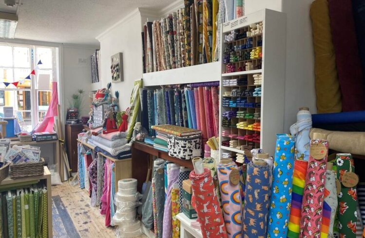 A fabric shop full of colourful fabrics