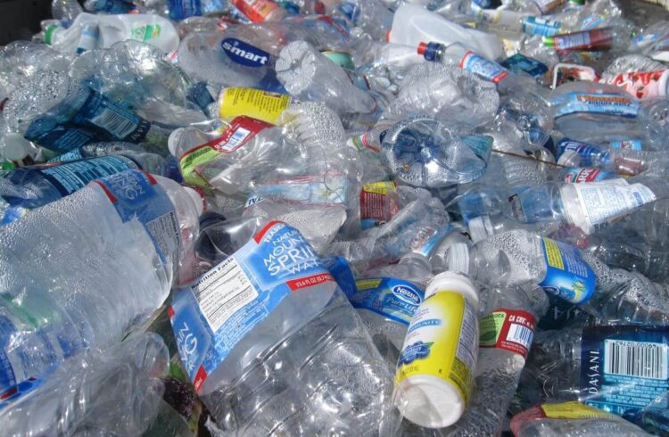 Empty plastic water bottles
