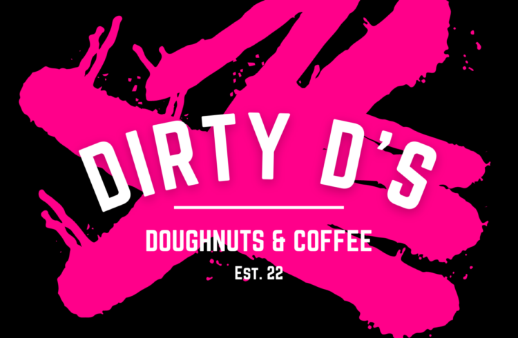 Hot pink and black branding for Dirty D's Doughnuts