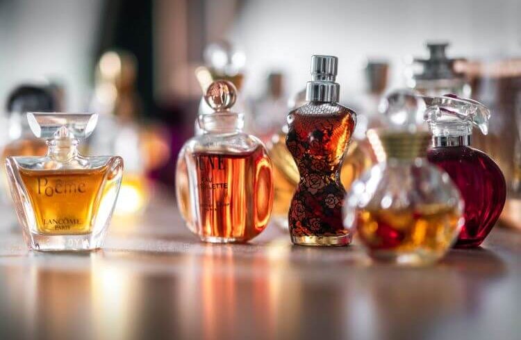 A selection of perfume on a dressing table