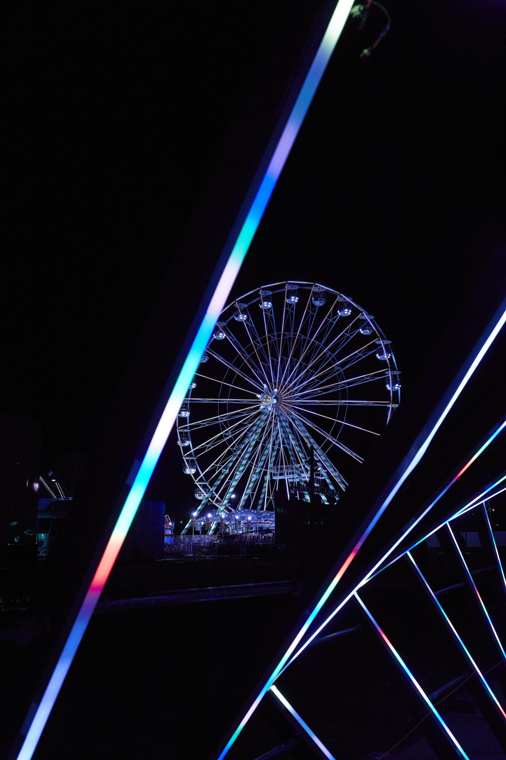 an illuminated big wheel ride