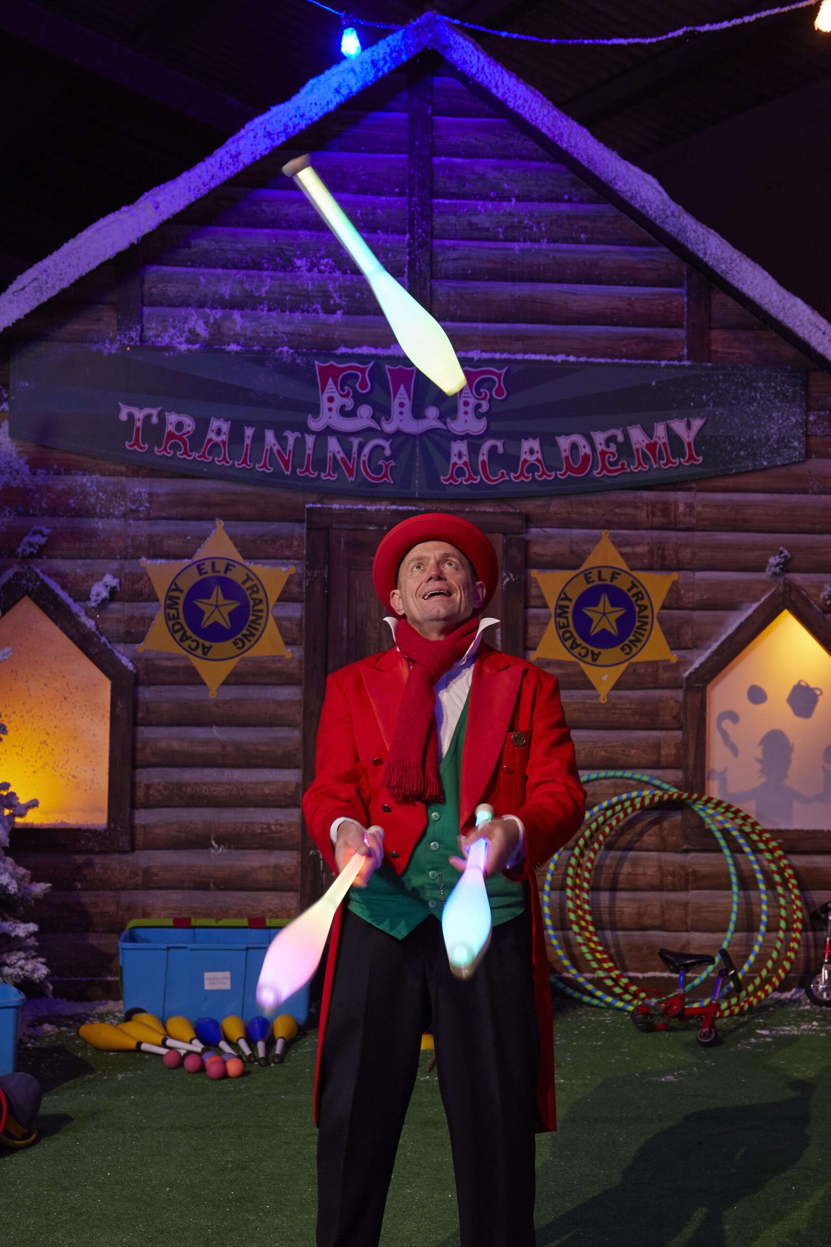 A juggler at a Christmas event