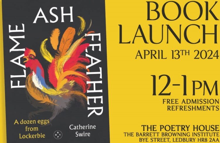A picture of Catherine Swire's new book, 'Flame, Ash, Feather' along with details of launch (see main text)