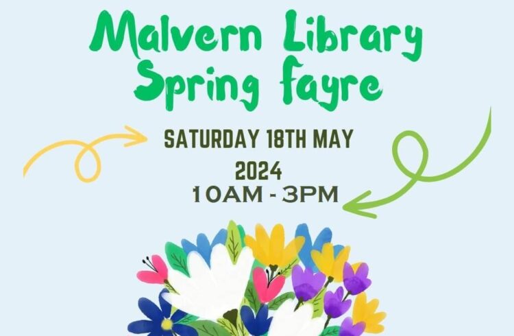 Malvern Library Spring Fayre - Saturday 18th May 2024 - 10am - 3pm - designs with various flowers of different colours and shapes