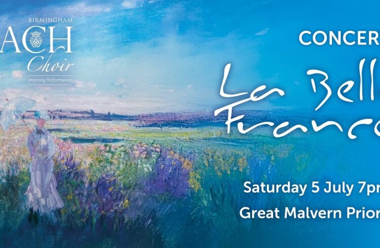 Advertising banner for 'La Belle France' concert showing a rural scene