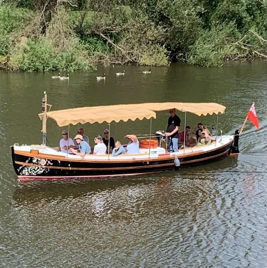 A wooden passenger boat