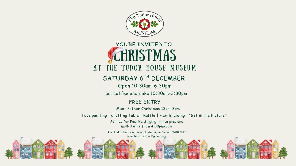 A cream background with a row of snow-covered houses running along the bottom (text above - see event description for details)