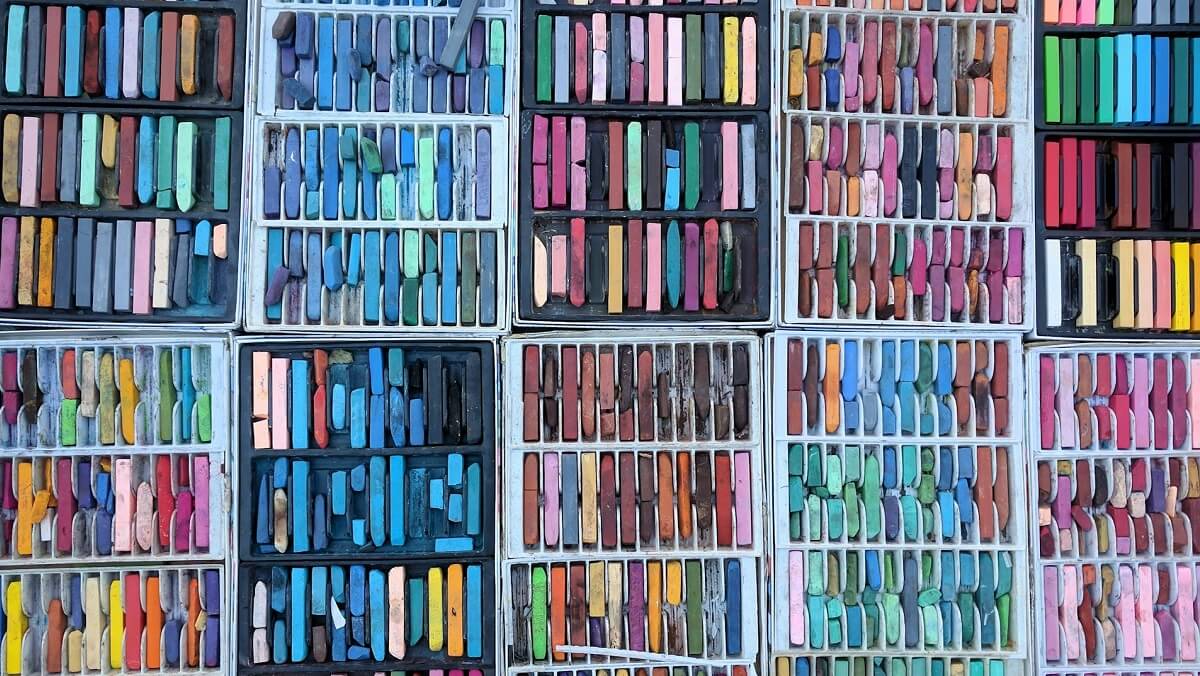 A range of pastel crayons in a wide variety of bright colours