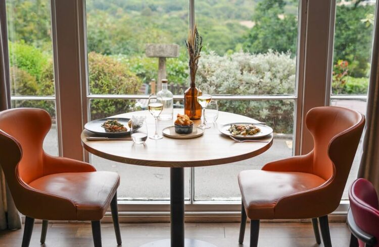 Food on a table for two at the Cottage in the Wood
