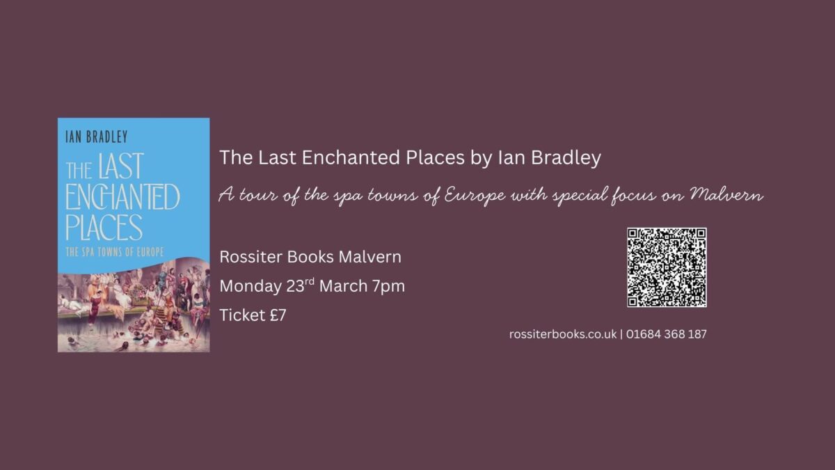 The cover of the book 'The Last Enchanted Places' on a purple background with text describing the event (see event description)