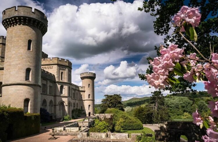 A view of Eastnor Castle in summer