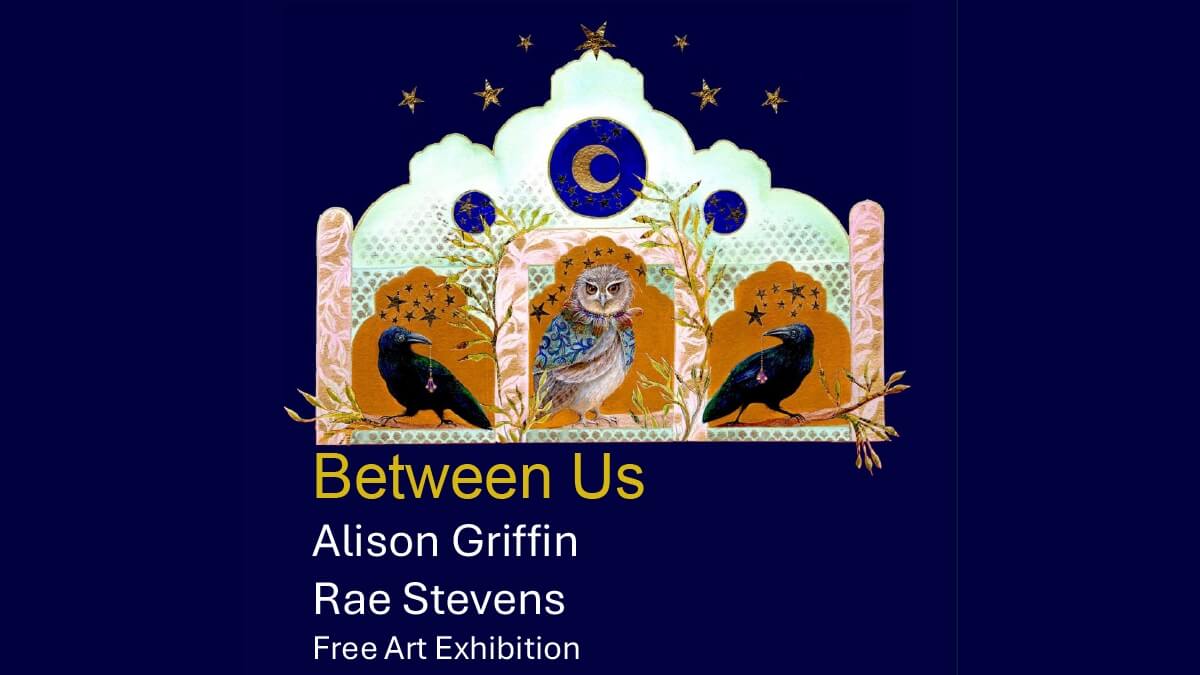 Promotional image for 'Between Us' exhibition at Malvern Library