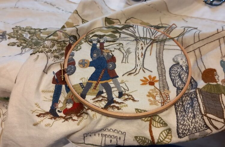 The History in Stitches embroidery at Hellens