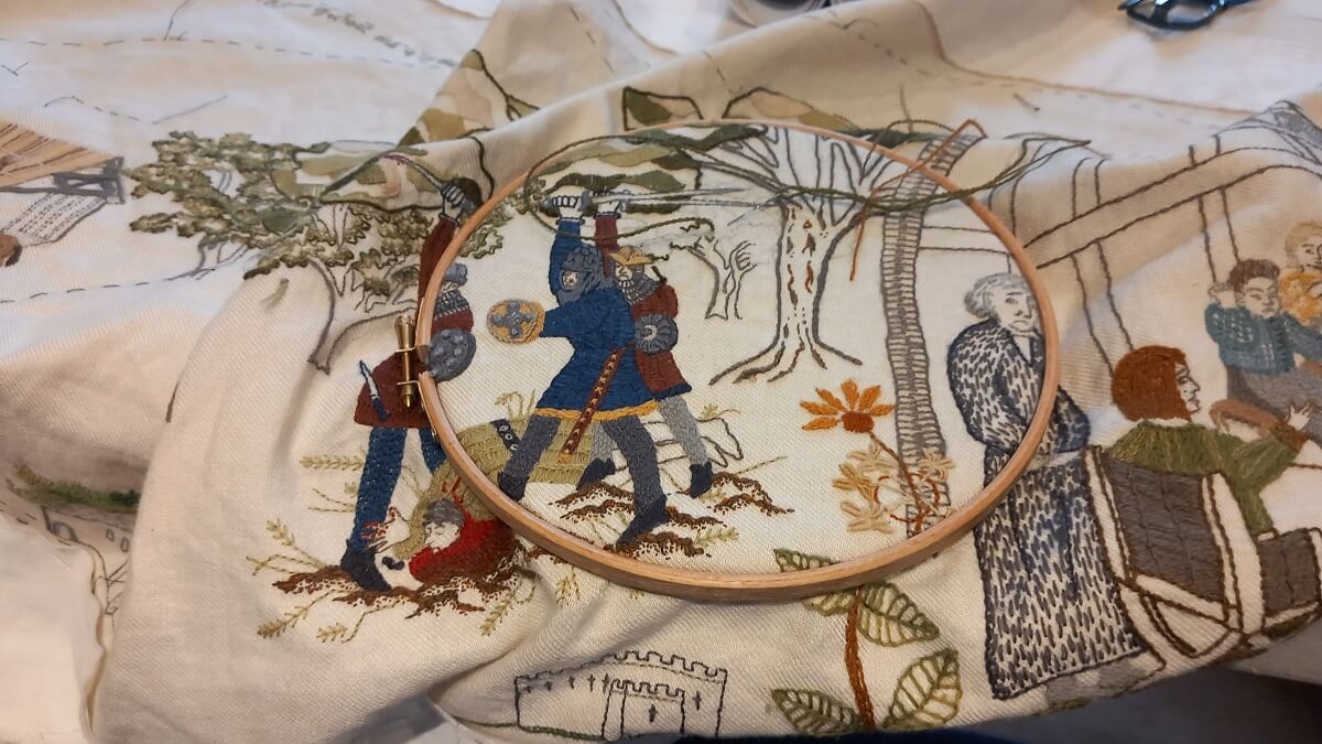 The History in Stitches embroidery at Hellens