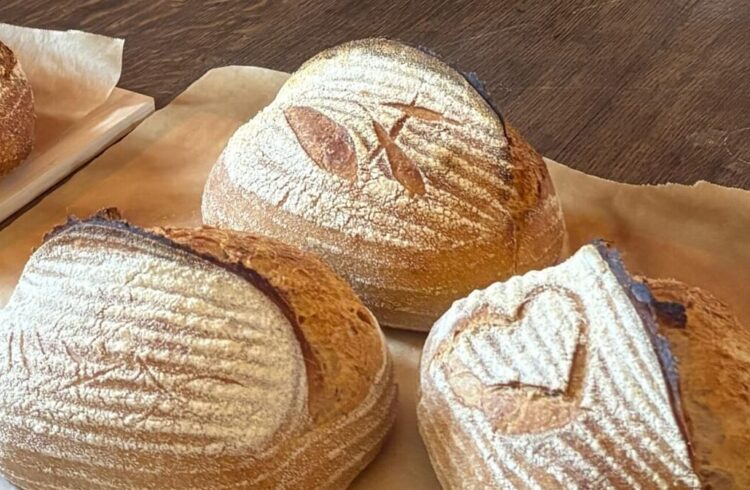 Freshly baked sourdough loaves