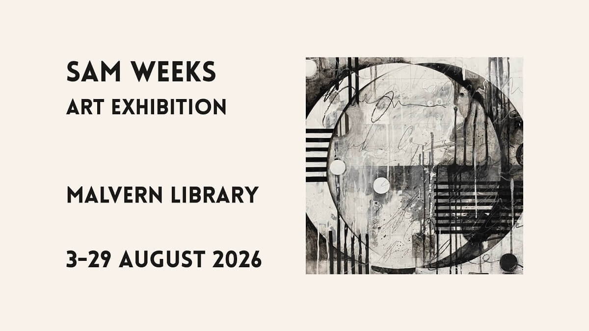Banner image for Sam Weeks's art exhibition with monochrome artwork